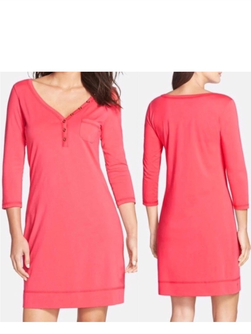 Lilly Pulitzer Palmetto Dress in Coral Pink Pima Cotton 3/4 Sleeve Mini M